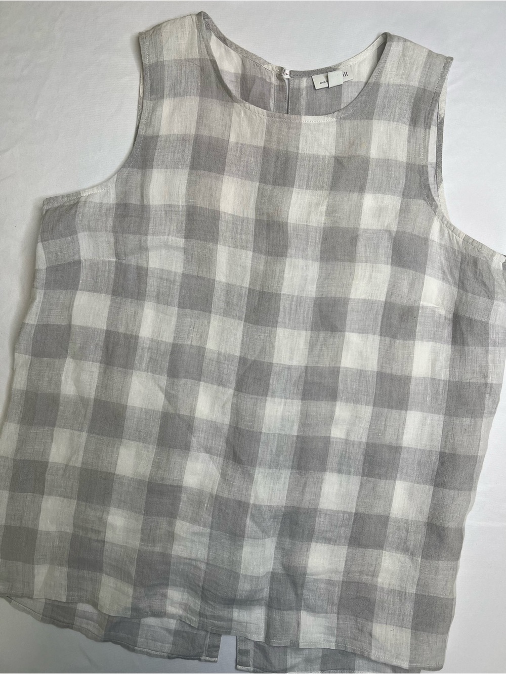 J. Jill 100% Linen Gray and White Top